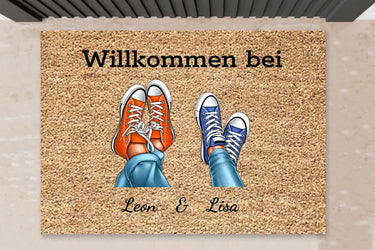 Willkommen bei: Personalisierte Fußmatte Familie -